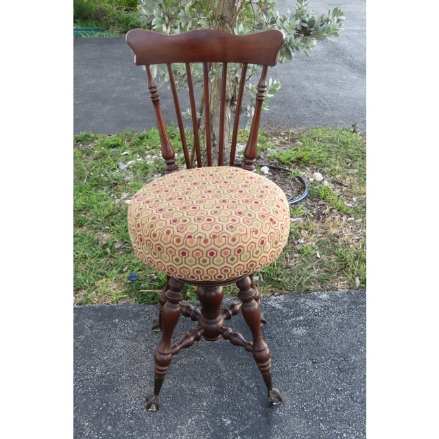 Wood Early 1900s Claw Feet Piano Stool Chair For Sale - Image 7 of 13