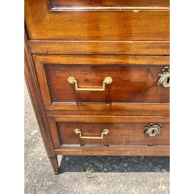 French 19th Century Louis XVI Mahogany Marble Top Secretaire For Sale - Image 6 of 12