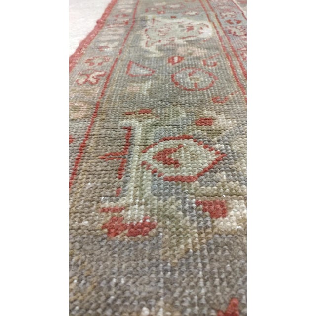 Textile Vintage Oushak Carpet, Handmade Oriental Rug, Pale Caramel, Coral Taupe, Gray For Sale - Image 7 of 18