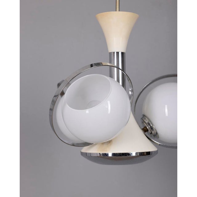 Vintage Space Age Italian Chandelier with Glass Lights, 1970s For Sale - Image 4 of 9