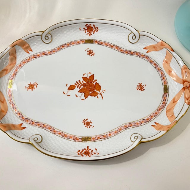 This is a LOVELY serving tray / platter by Herend in the glorious "Apponyi" or "Chinese Bouquet" pattern in rust. It is in...