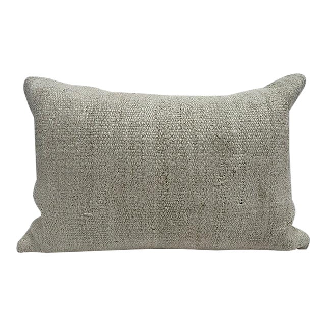 Turkish Hemp Pillow Cushion Natural Beige Pillow Cushion Cover 16" x 24" For Sale
