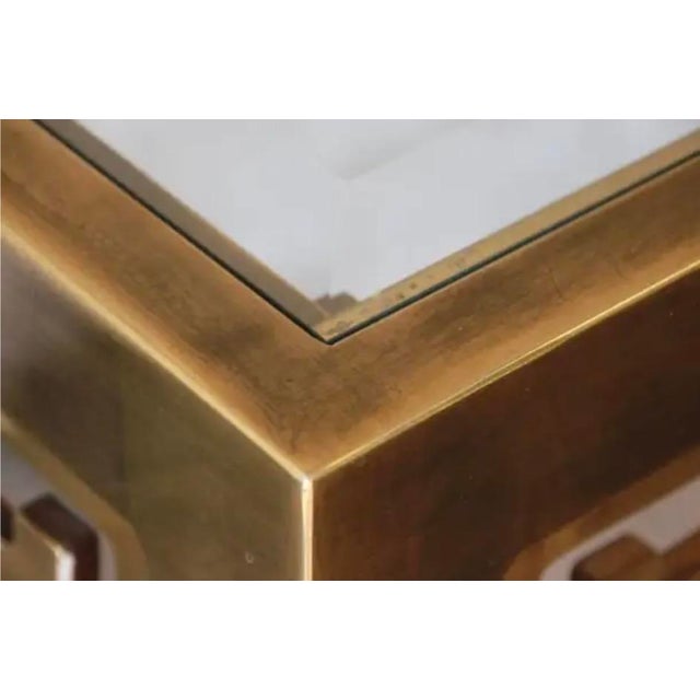 Brass Mastercraft Brass and Glass Console Table, Greek Key Motif For Sale - Image 8 of 9