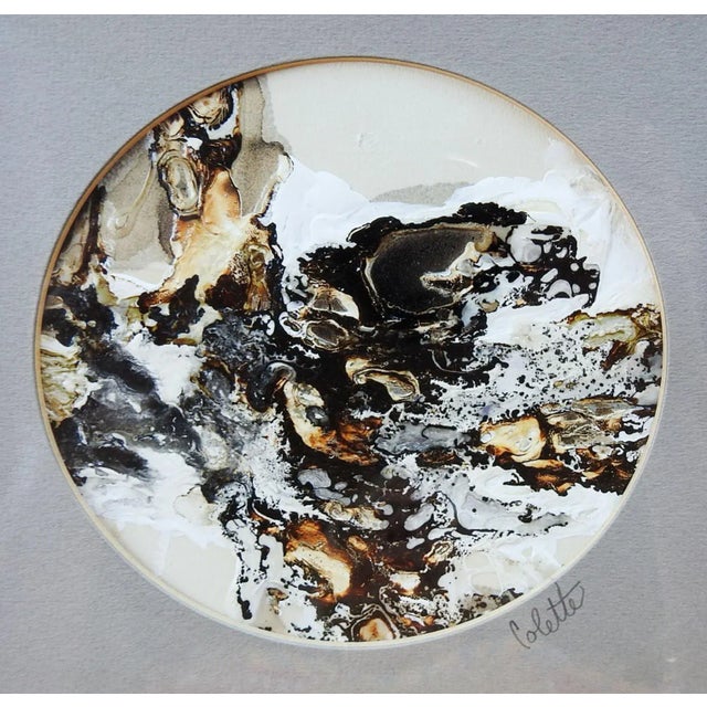 Mid 20th Century Mid Century Small Abstract in Neutrals Mixed Media Painting For Sale - Image 5 of 5