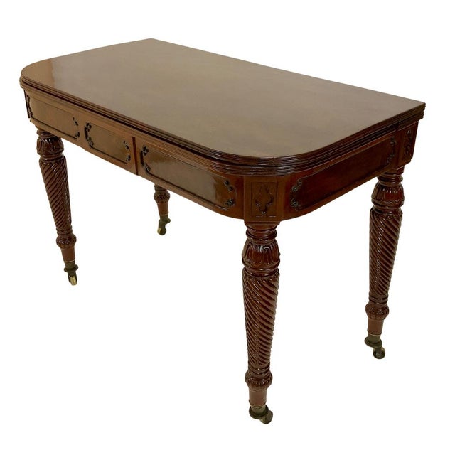 Hollywood Regency Folding Table with Ingenious Folding Extension Mechanism in Hand-Polished Shellac For Sale - Image 3 of 12