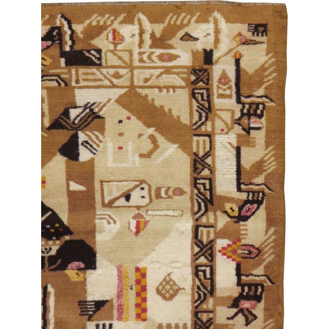 Art Deco Galerie Shabab Collection Mid-20th Century Indian Art Deco Rug Inspired by Edward McKnight Kauffer For Sale - Image 3 of 10