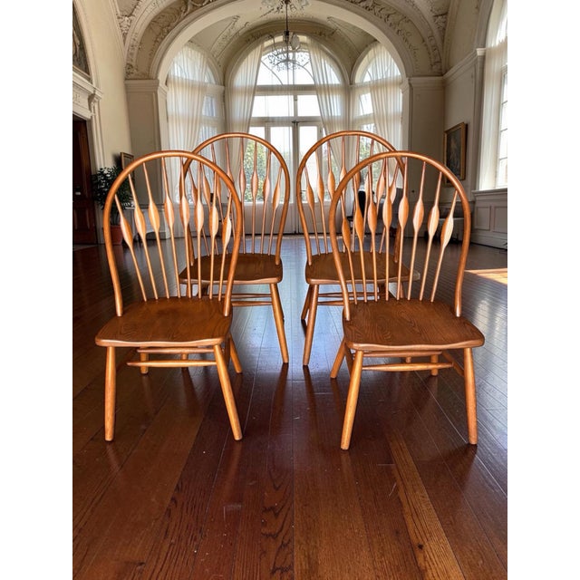 1980s F. W. Lombard - Hans Wegner Design Solid Ash Wood Peacock Dining Chairs For Sale - Image 10 of 12