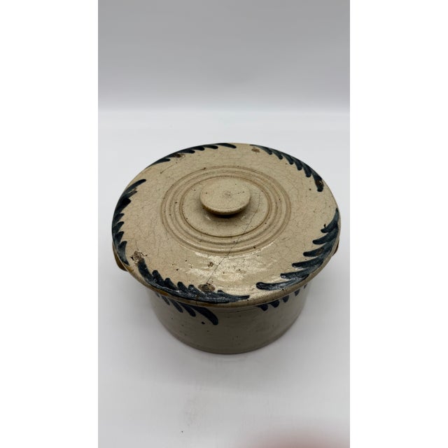 Ceramic A Very Fine and Rare Philadelphia Bristol Glazed Stoneware Cake Crock With Lid by Thomas Haig Jr, Circa 1870’s For Sale - Image 7 of 18