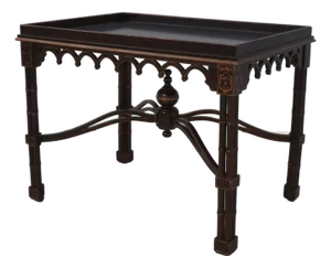 Paint Decorated Chinese Chippendale Faux Bamboo Tray Table