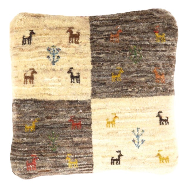 Pasargad DC Fine Hand Knotted Persian Gabbeh Pillow For Sale