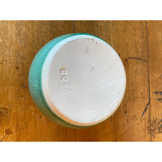 Ceramic 1990s Celadon Crackle-Glazed Vase, Signed Bk, Studio Pottery For Sale - Image 7 of 8