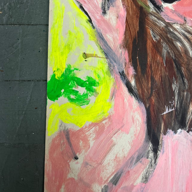 1970’s Original Folk Outsider Art Nude Female Portrait Painting For Sale - Image 4 of 6