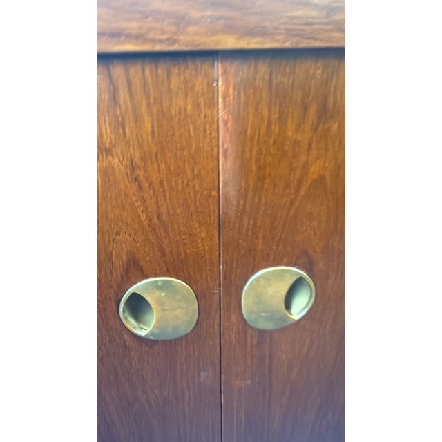 Baker Furniture Mid-Century Modern Walnut Cabinet With Brass Hardware, Circa 1970s For Sale - Image 9 of 14