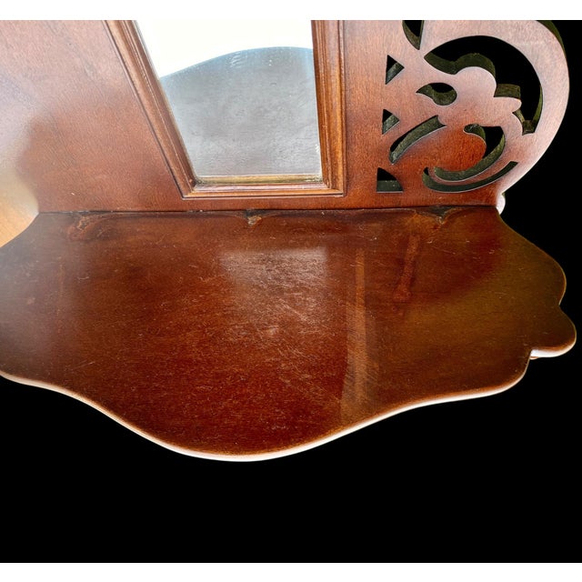 1990s Pierced Carved Wood Multi Shelf Wall with Central Arched Mirror For Sale - Image 12 of 16