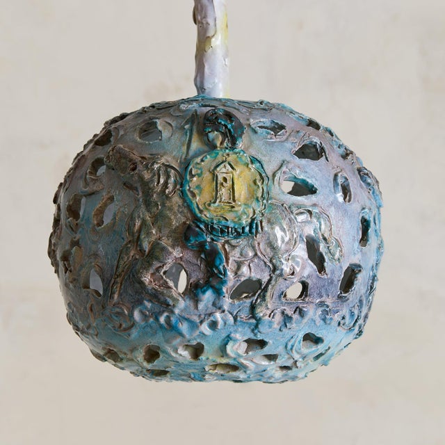 1970s Italian Ceramic Globe Pendant by Umberto Ghersi For Sale - Image 4 of 10