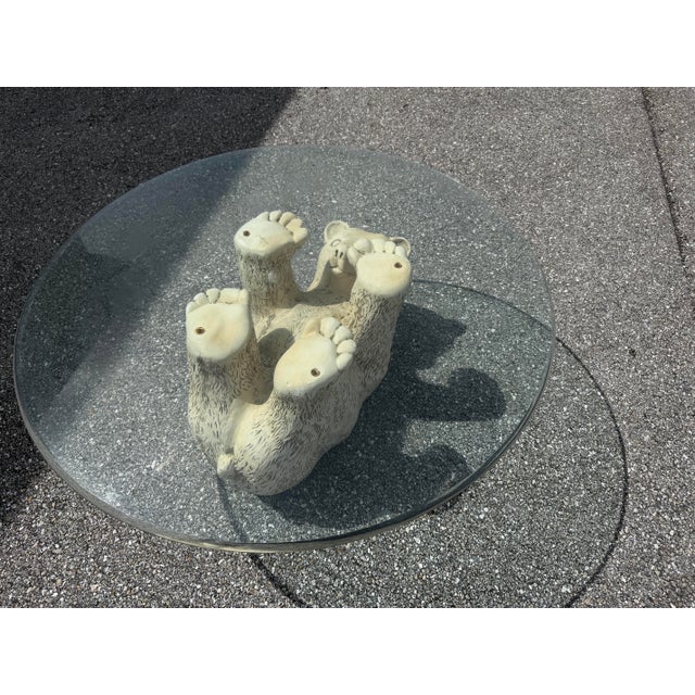 Vintage Rare Polar Bear + Glass Top Coffee Table, 1970s For Sale - Image 4 of 12