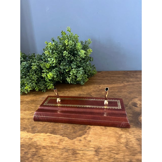 Metal 1970s Italian Leather Scully & Scully Double Pen Holder For Sale - Image 7 of 12