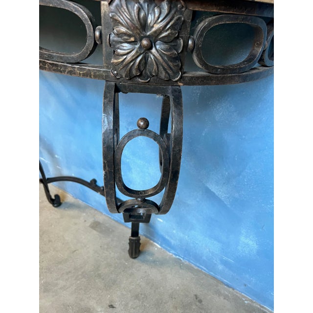 French 1920's Wrought Iron Console With Marble Top For Sale - Image 12 of 13