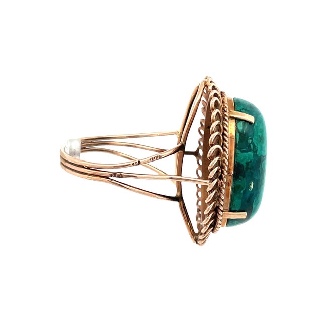 Blue Vintage Solid Rose Gold Eilat Cabochon Ring, Size 8 For Sale - Image 8 of 9