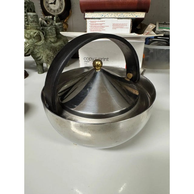 Late 20th Century Carsten Jorgensen for Bodum Stainless Steel and Brass Ball Tea Set (3 Pcs) For Sale - Image 9 of 10