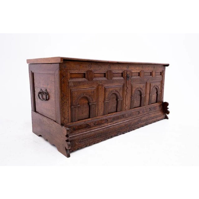 Antique Baroque Wooden Chest, 1781 For Sale - Image 4 of 18