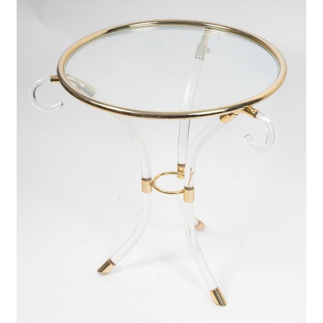Acrylic and Glass Pedestal Table, 1980s For Sale - Image 3 of 7