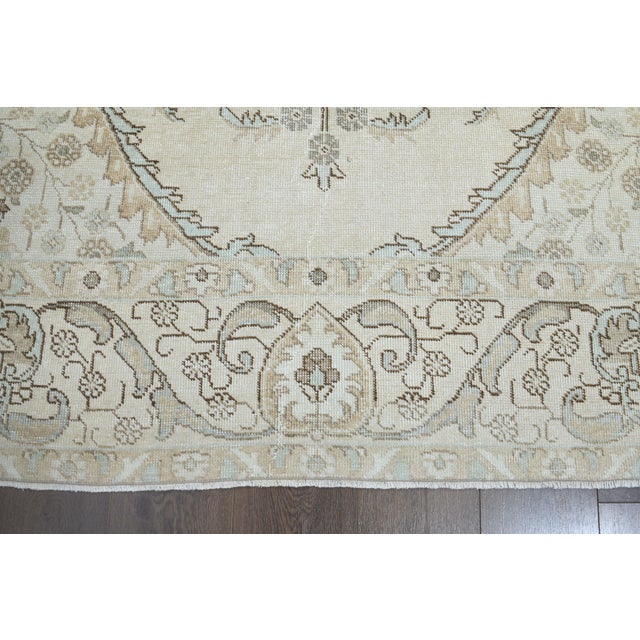 Textile 1970s Vintage Persian Handmade Wool Cotton Beige Area Rug For Sale - Image 7 of 10