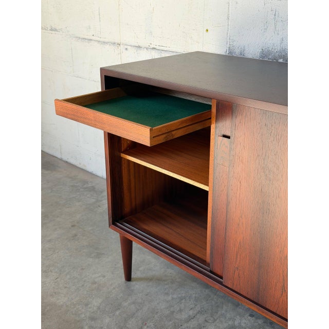 1960s Viby J Rosewood Sliding Door Credenza Sideboard Danish Control Mid-Century Modern 1960s For Sale - Image 5 of 11