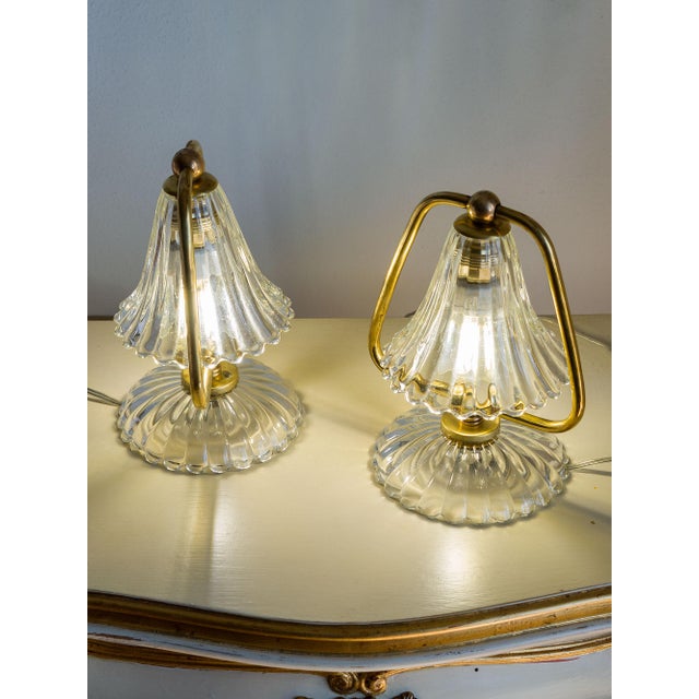 Mid-Century Murano Glass Bedside Lamps from Barovier & Toso, 1950s, Set of 2 For Sale - Image 6 of 13