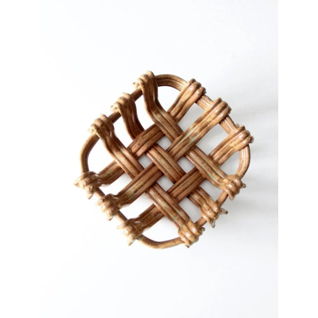 Contemporary Vintage Studio Pottery Basket Bowl For Sale - Image 3 of 13
