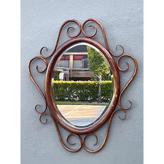 Vintage Bent Rattan Mirror For Sale - Image 11 of 12