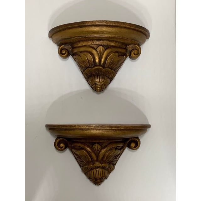 Wood Antique Hand Carved French Wood Brackets - a Pair For Sale - Image 7 of 9