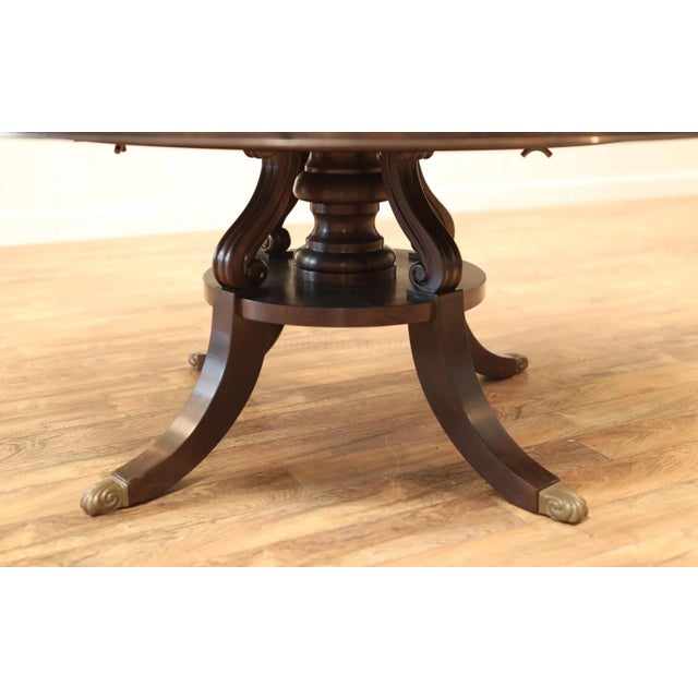 Round Expandable Round Dining Table With Leaf Storage Cabinet, Seats 10 For Sale - Image 11 of 13