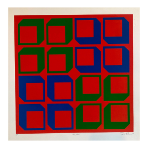 Paul M. LevyAbstract Geometric 1970s Kinetic Silkscreen Screen Print Manner Vasarely Op Art, c.1970