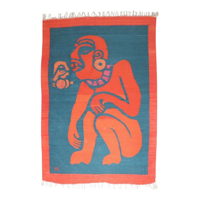 Late 20th Century Zabihi Collection Unusual Latin American Zapotec Tapestry - 3'5" x 4'9" For Sale