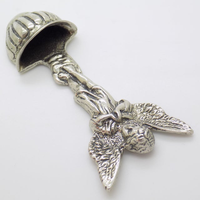 Metal Vintage Italian Handmade Genuine Silver Angel Themed Holy Water Font Figurine For Sale - Image 7 of 11