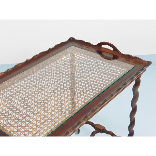 Vintage Italian Barley Twist Bar Cart Serving Trolley, Italy, 1920s For Sale - Image 17 of 18