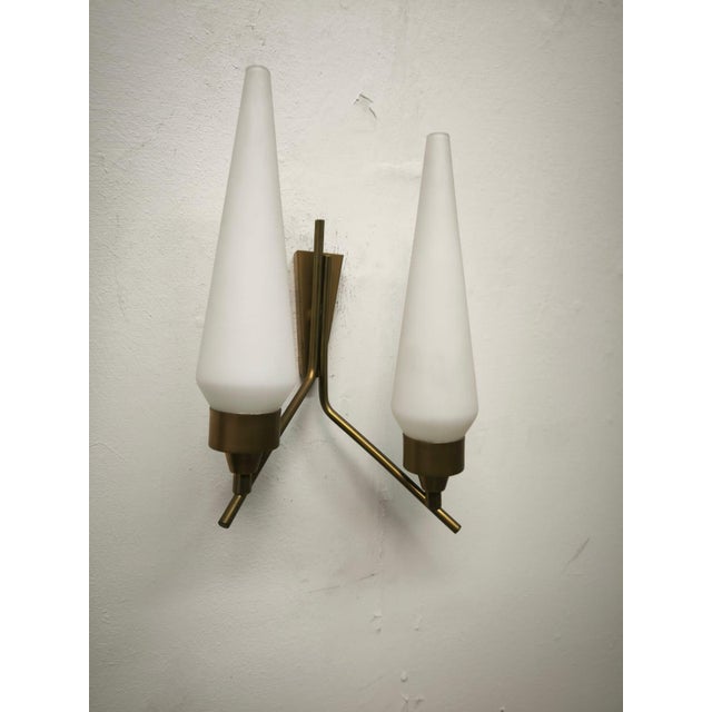 Wall Lamp with Opal Glass, 1950s, in Very Good conditions. Designed 1950 to 1959 Up to 250V (Europe/UK Standard).The...