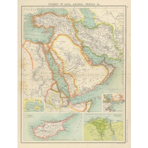 Turkey with Cyprus and Egypt Insets, 1902 For Sale - Image 3 of 14