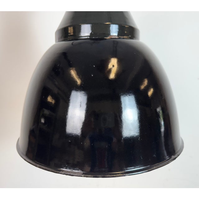 Industrial Bauhaus Pendant Lamp in Black Enamel, 1930s For Sale - Image 4 of 18