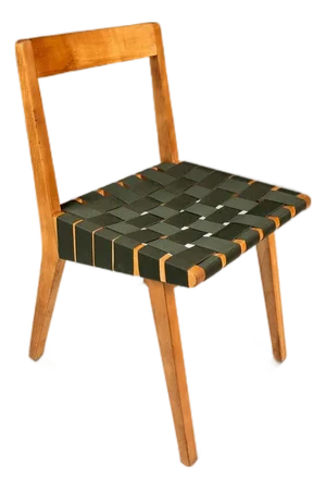 Mid-Century Modern Model 666 Side Chair in Birch & Green Strapping Attributed to Jens Risom for Knoll, Usa, Circa 1950s