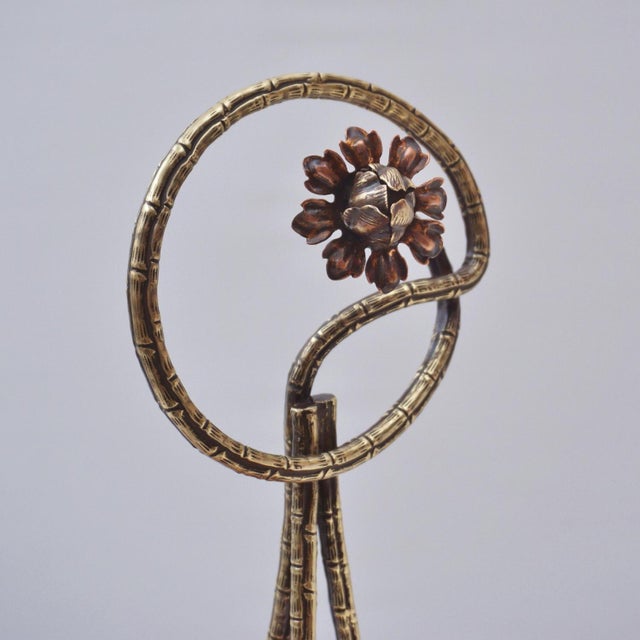 Traditional 1880's English Antique Aesthetic Movement Cake Stand/Display Table by Townshend of Birmingham, Copper Acanthus Leaf Pattern & Bamboo Effect Brass For Sale - Image 3 of 12