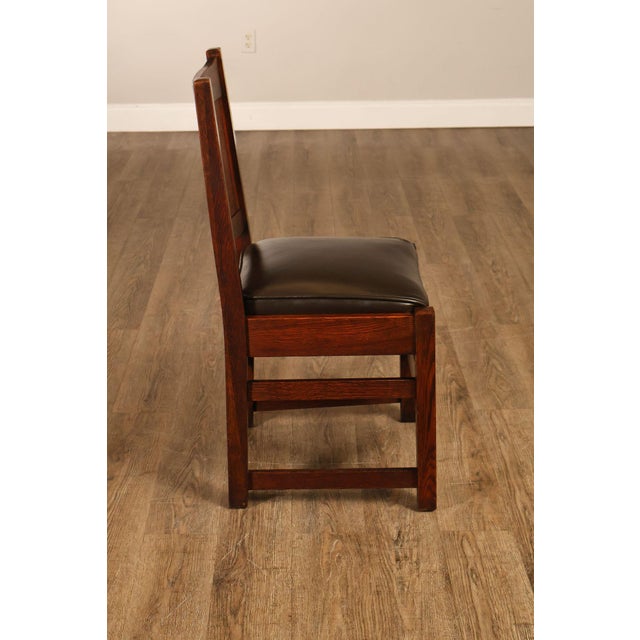 L&JG Stickley Antique Set Of Six U-Back Oak Dining Chairs Model #820 For Sale - Image 15 of 18