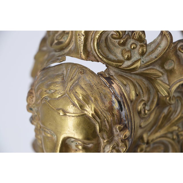 19th Century Antique French Bronze Female Head Billiard Pockets - Three Pieces For Sale - Image 6 of 18