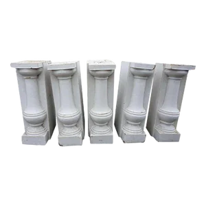 1930s American Belmar Mansion White Glazed Terracotta Architectural Balusters - Set of 5