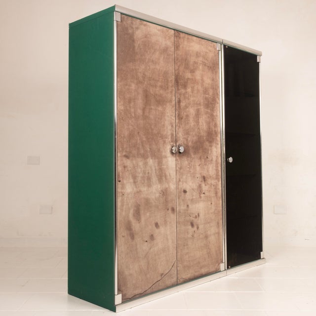 Tucroma Cabinets in Smoked Glass and Suede by Guido Falsechini for I4 Mariani, 1970s, Set of 2 For Sale - Image 17 of 18