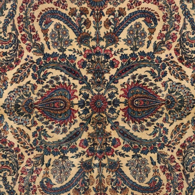 Antique Middle Eastern Kerman Laver Rug in Cotton & Wool For Sale - Image 3 of 11