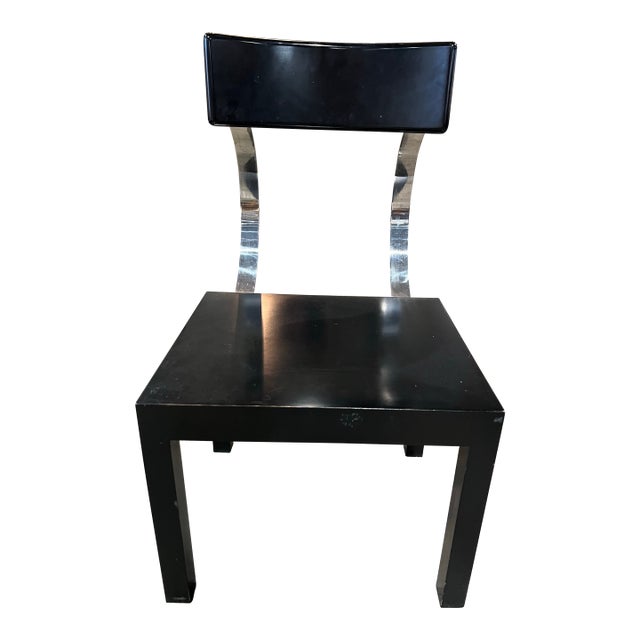 Black Wood Chrome Back Accent Chair For Sale