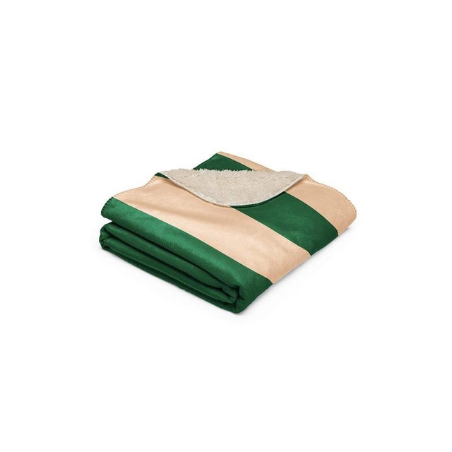 Contemporary Green and Beige Striped Boreal Blanket by Moanne For Sale - Image 3 of 5