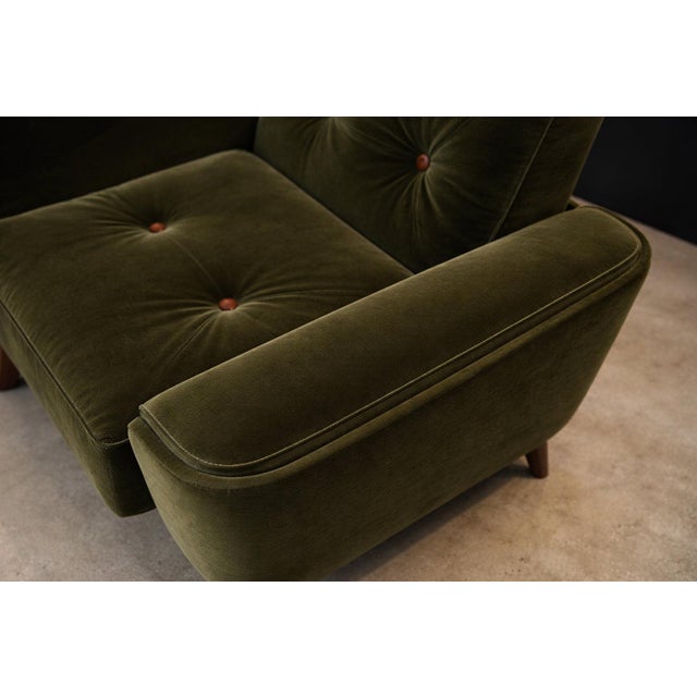 Olive Pair of “Pullman” Armchairs in Dark Olive Velvet, Jorge Zalszupin for L’Atelier, Brazil, 1970s - Lot 146-566 For Sale - Image 8 of 16